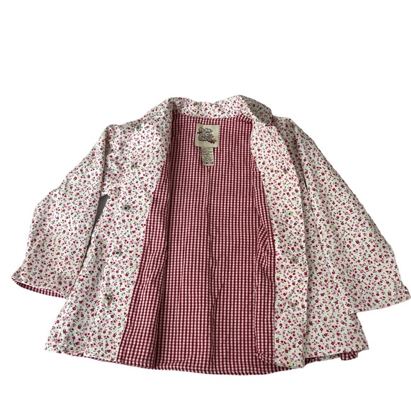 Coco Bon Bons Pink Red Floral Checked Swing Jacket Matching Hat - Picture 4 of 7